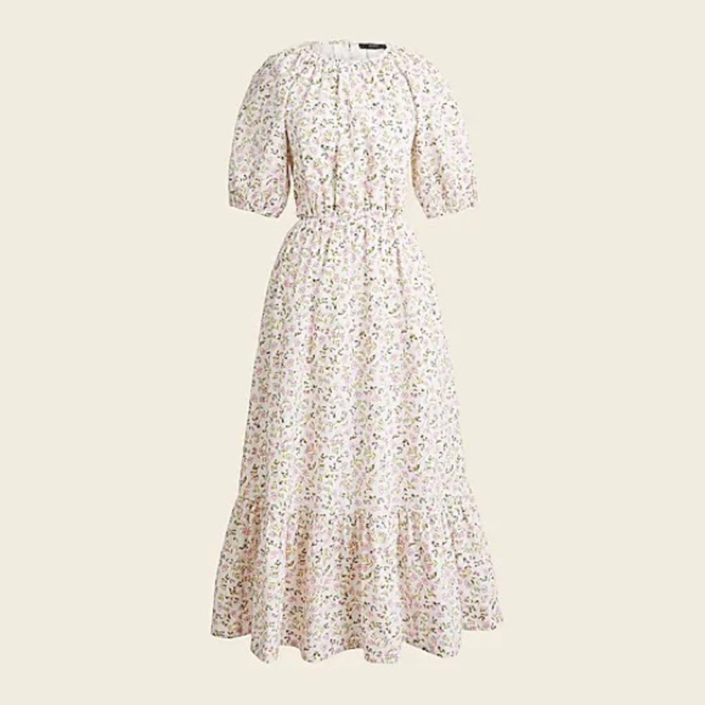 NWT J.Crew side cutout cotton poplin meadow floral spring summer midi dress